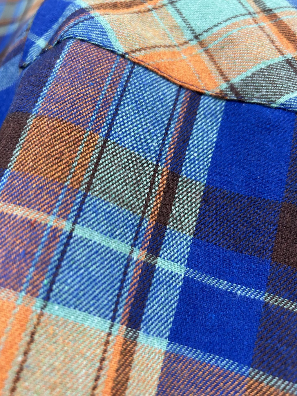 Brushed Plaid Pocket Flannel Shirt - Blue - 4