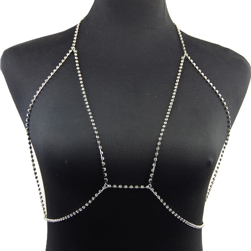 Crystal Triangle Bikini Body Chain - Silvery