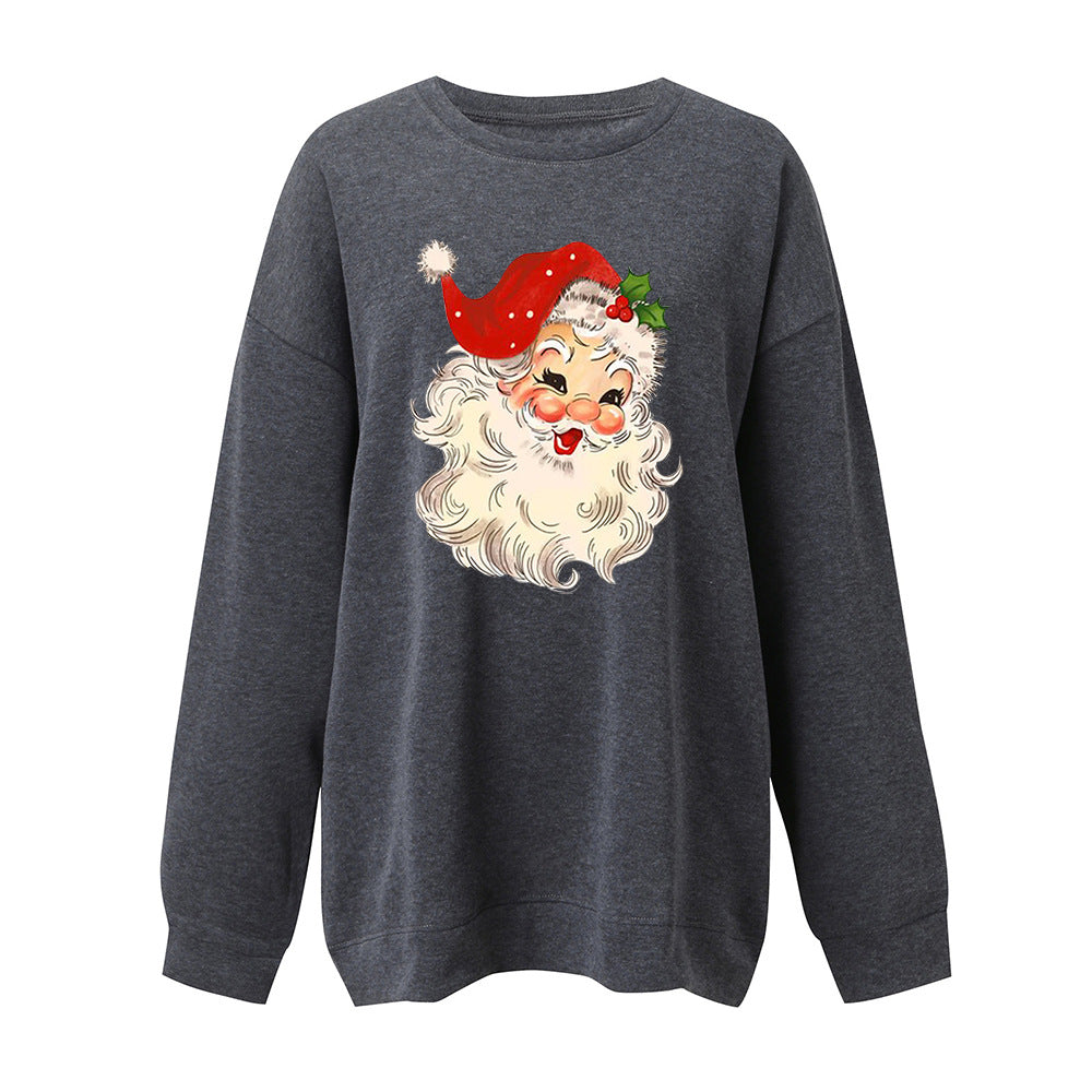 Retro Santa Graphic Drop Shoulder Sweatshirt - DarkGray