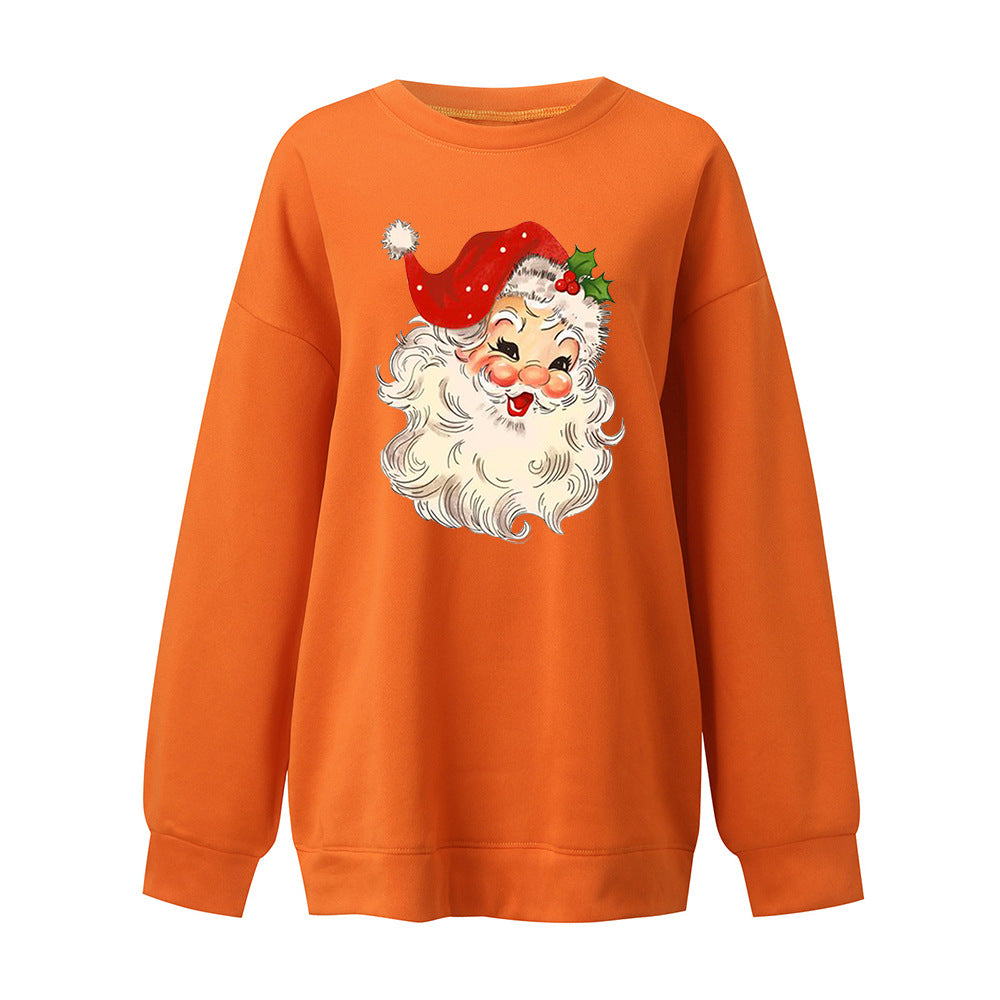 Retro Santa Graphic Drop Shoulder Sweatshirt - Orange
