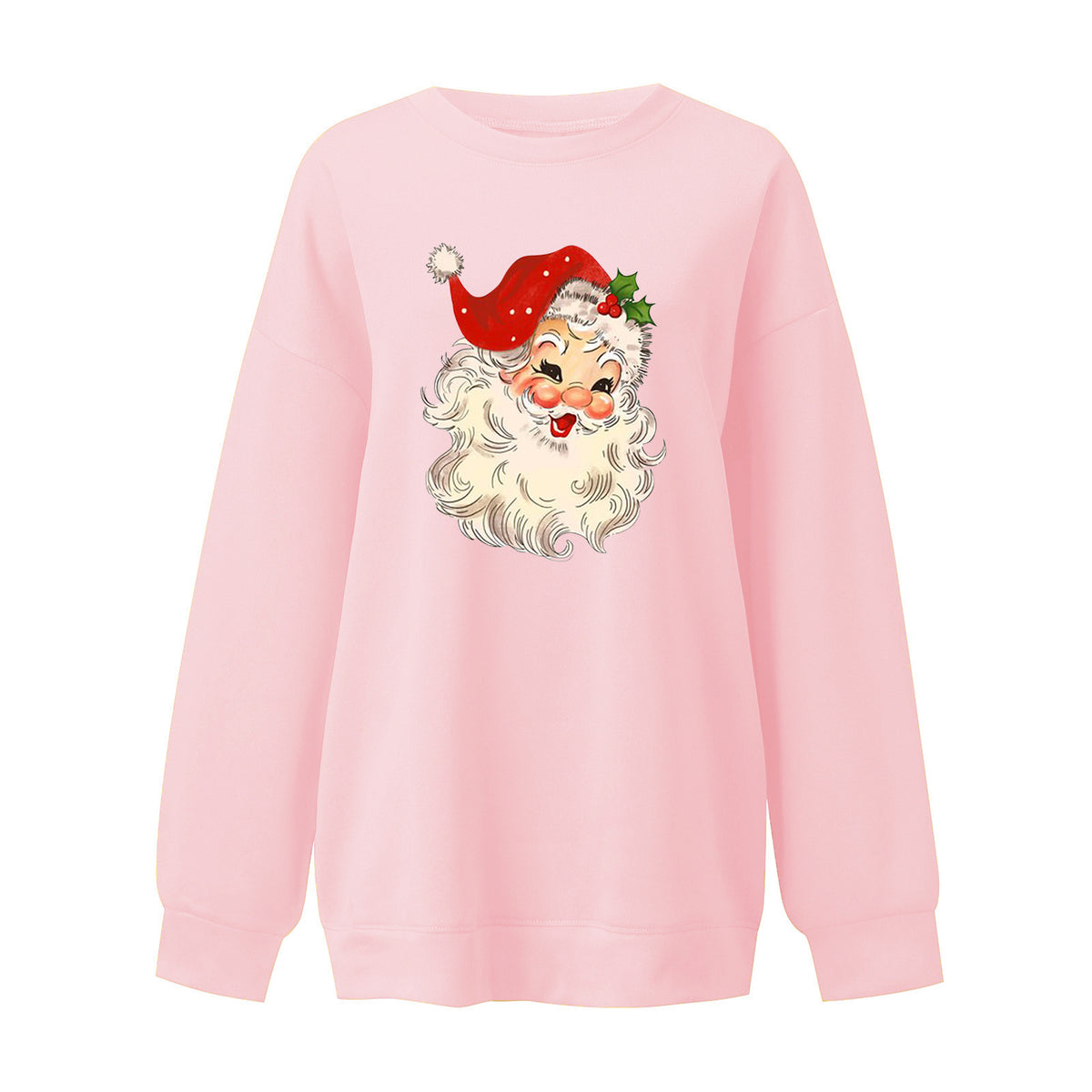 Retro Santa Graphic Drop Shoulder Sweatshirt - Pink