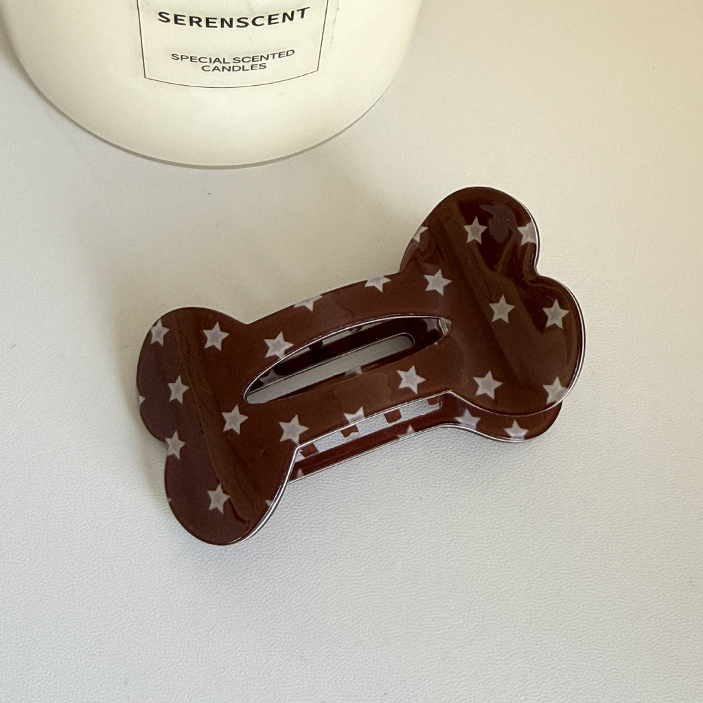 Bone Shaped Hair Clip With Playful Prints - Color_01