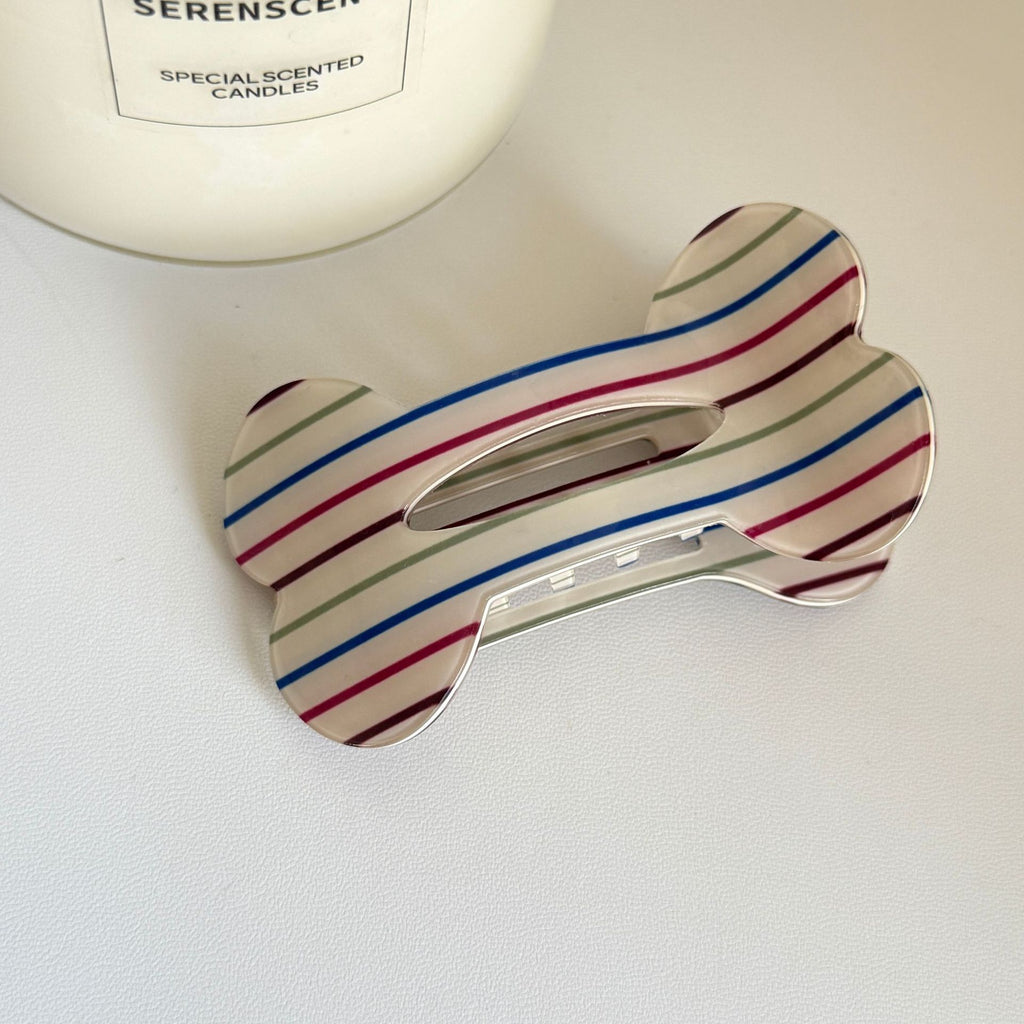 Bone Shaped Hair Clip With Playful Prints - Color_05