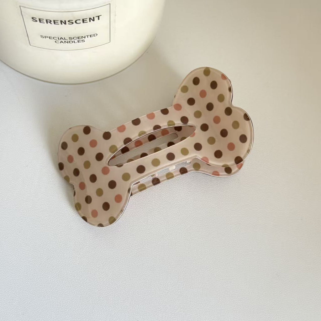 Bone Shaped Hair Clip With Playful Prints - Color_09