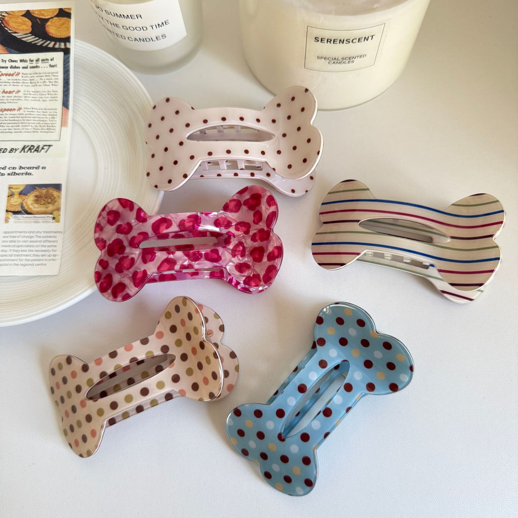 Bone Shaped Hair Clip With Playful Prints