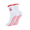 Embroidered Cuff Grip Socks with Heart Print Soles - C3
