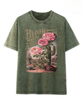 Desert Cactus Floral Graphic Short Sleeve Tee - Green