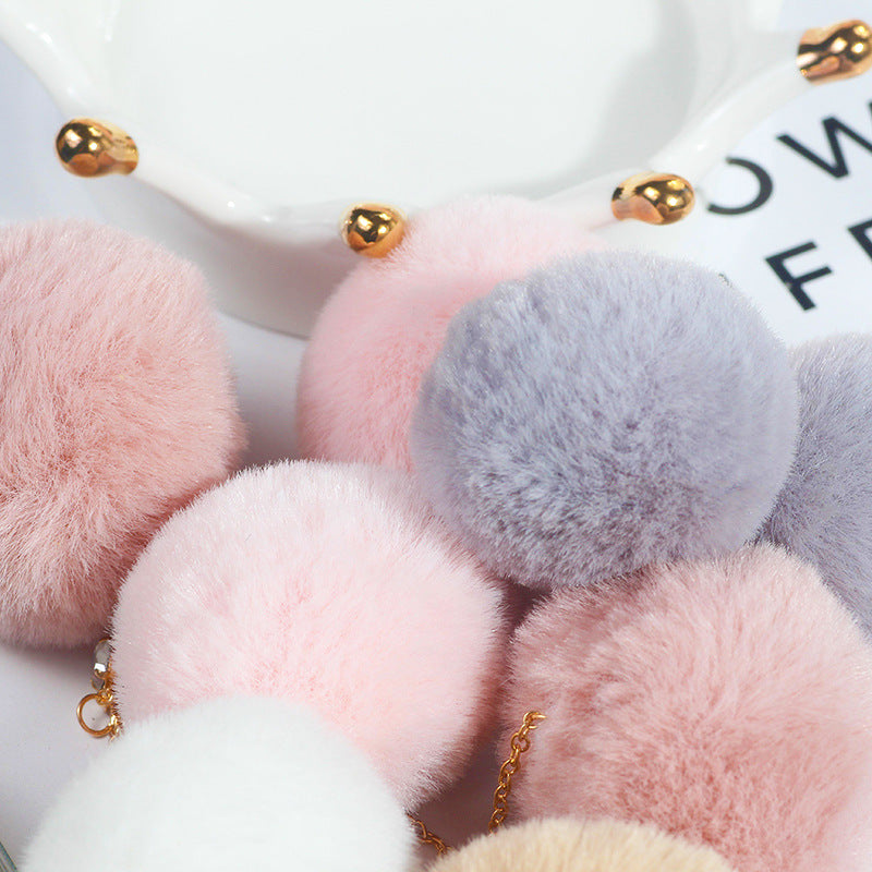 Oversized Pom Pom Chain Drop Earrings - Pink