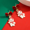 Cartoon Holiday Character Drop Earrings - Bear