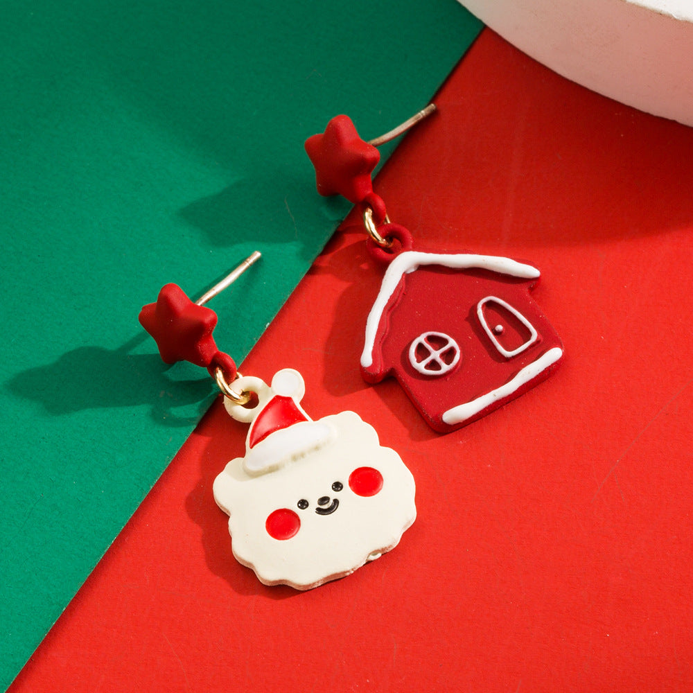 Cartoon Holiday Character Drop Earrings - House