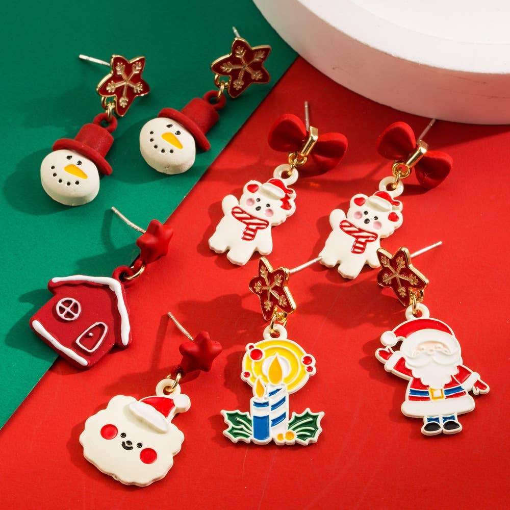 Cartoon Holiday Character Drop Earrings