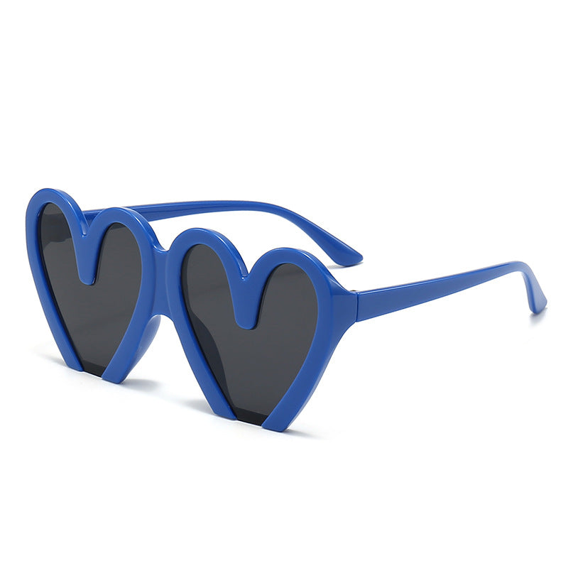 Chunky Heart Shape Party Sunglasses - Blue
