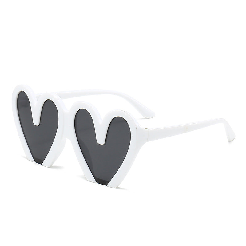 Chunky Heart Shape Party Sunglasses - White