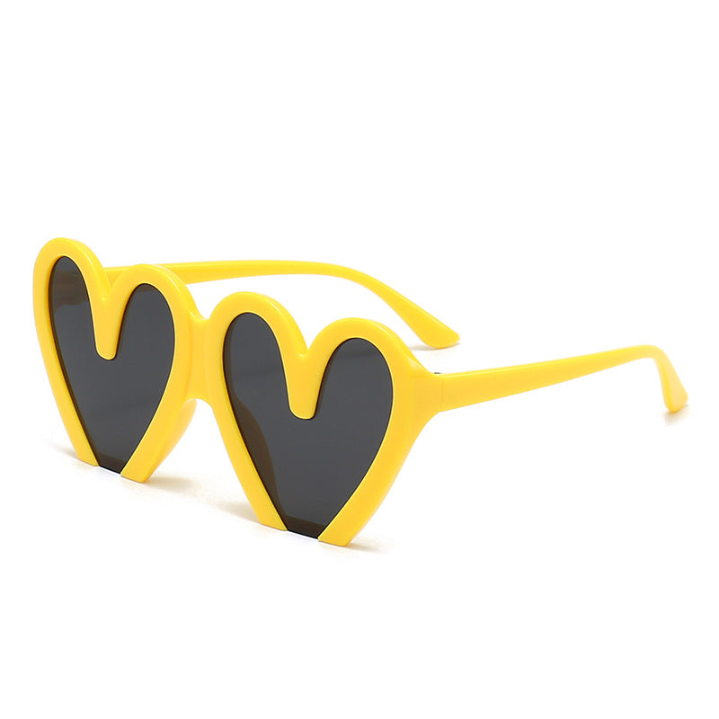 Chunky Heart Shape Party Sunglasses - Yellow