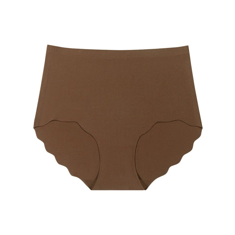 Seamless Scalloped Edge High Waist Brief - Coffee Brown