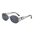 Slim Oval Heart Detail Eyeglasses - BLACK