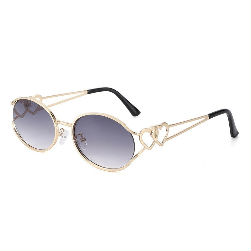 Slim Oval Heart Detail Eyeglasses - GOLD