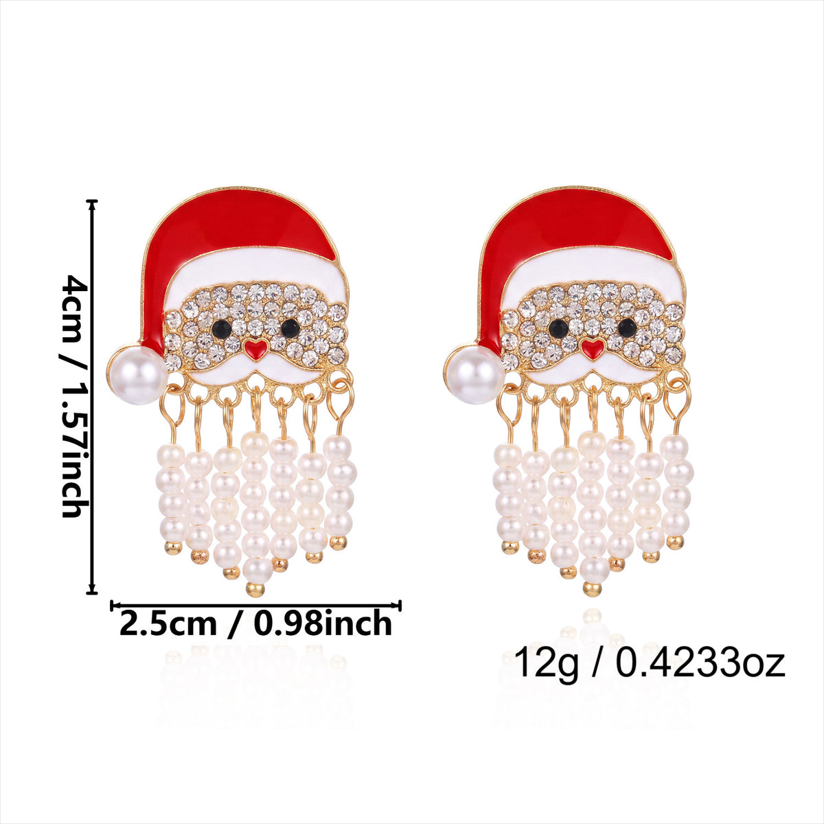 Santa Face Dangle Earrings with Fringe Tassel Beard - NO-2 - 1