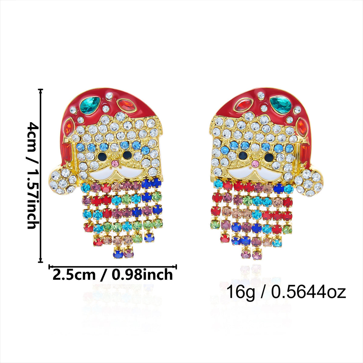 Santa Face Dangle Earrings with Fringe Tassel Beard - NO-4