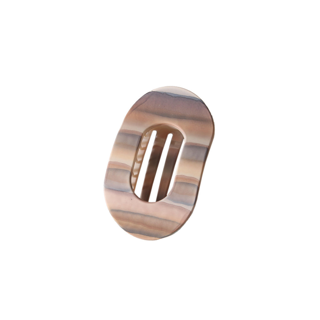 Watercolor Stripe Oval Claw Clip - Oval_Coffee