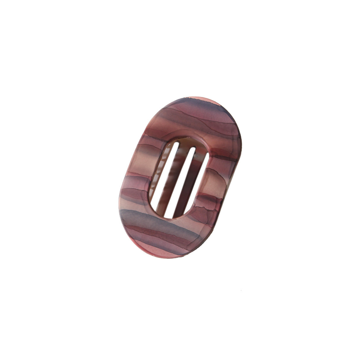Watercolor Stripe Oval Claw Clip - Oval_Red