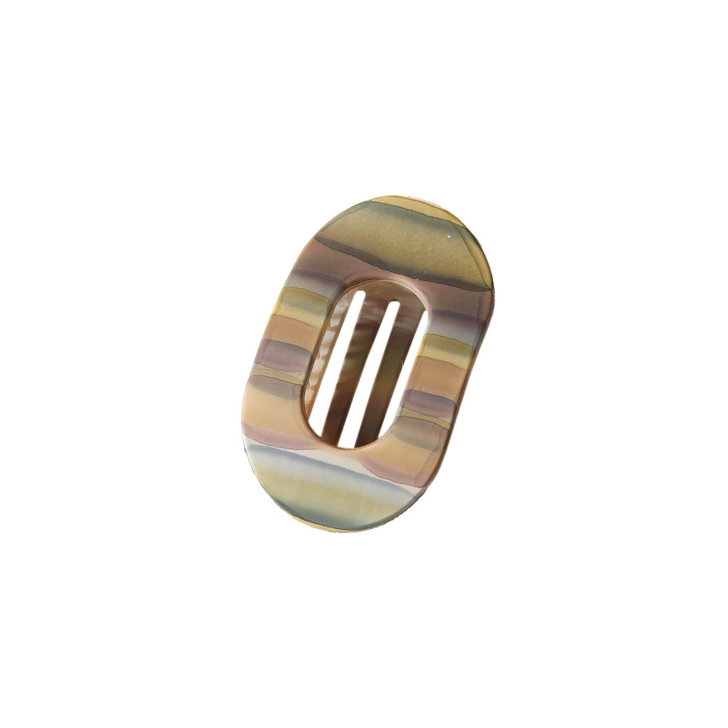 Watercolor Stripe Oval Claw Clip - Oval_Yellow