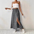 Ditsy Floral Side Slit Maxi Skirt - Black