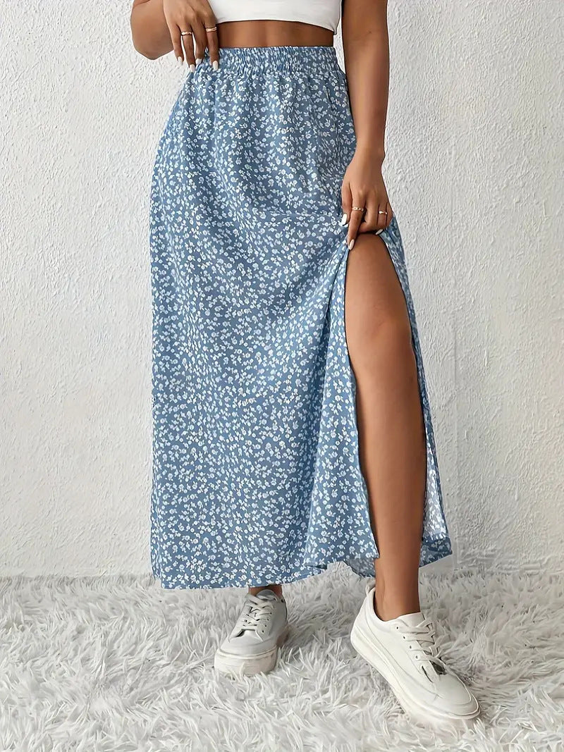Ditsy Floral Side Slit Maxi Skirt - view 2