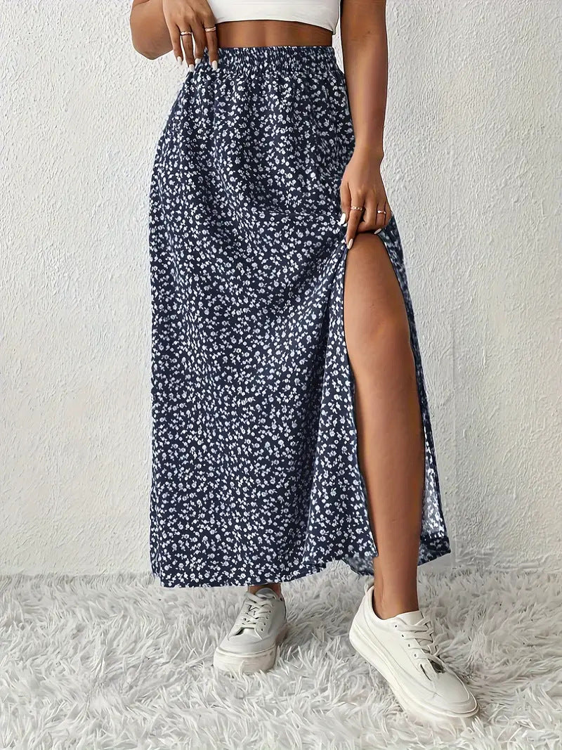 Ditsy Floral Side Slit Maxi Skirt - view 5
