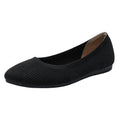 Ribbed Knit Round Toe Ballet Flats - Black