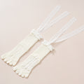 Lace Trim Five Toe Pilates Grip Socks - Beige