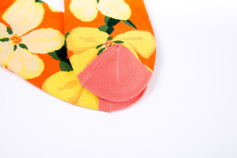 Bright Botanical Print Crew Socks - Color_A - 2