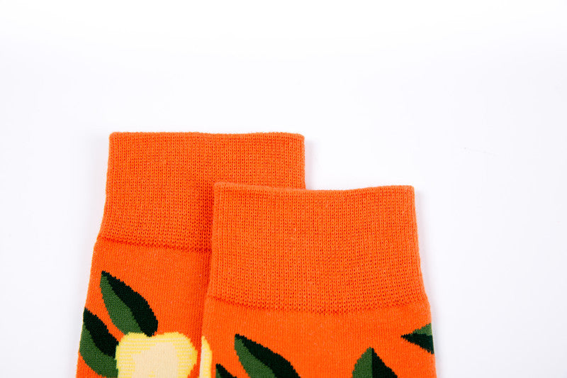 Bright Botanical Print Crew Socks - Color_A - 4