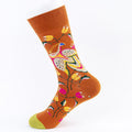 Bright Botanical Print Crew Socks - Color_F