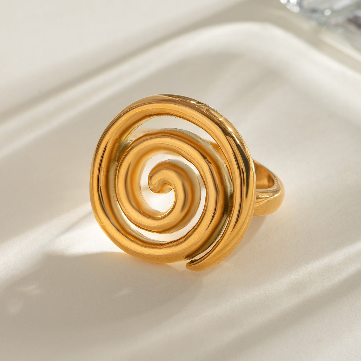 Gold Tone Spiral Swirl Statement Ring - Gold - 3