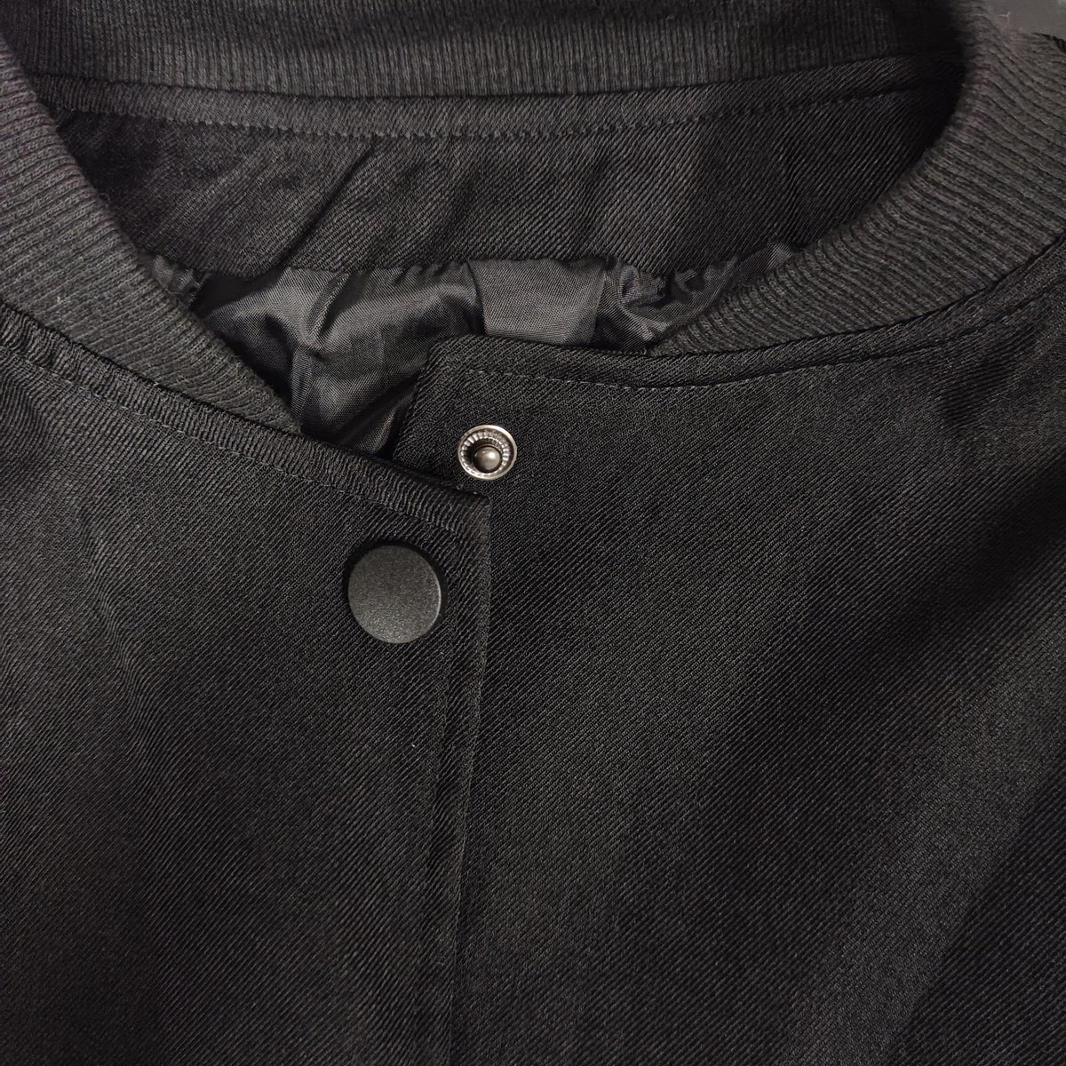 Boxy Cropped Bomber Jacket With Ribbed Trims - black - 4