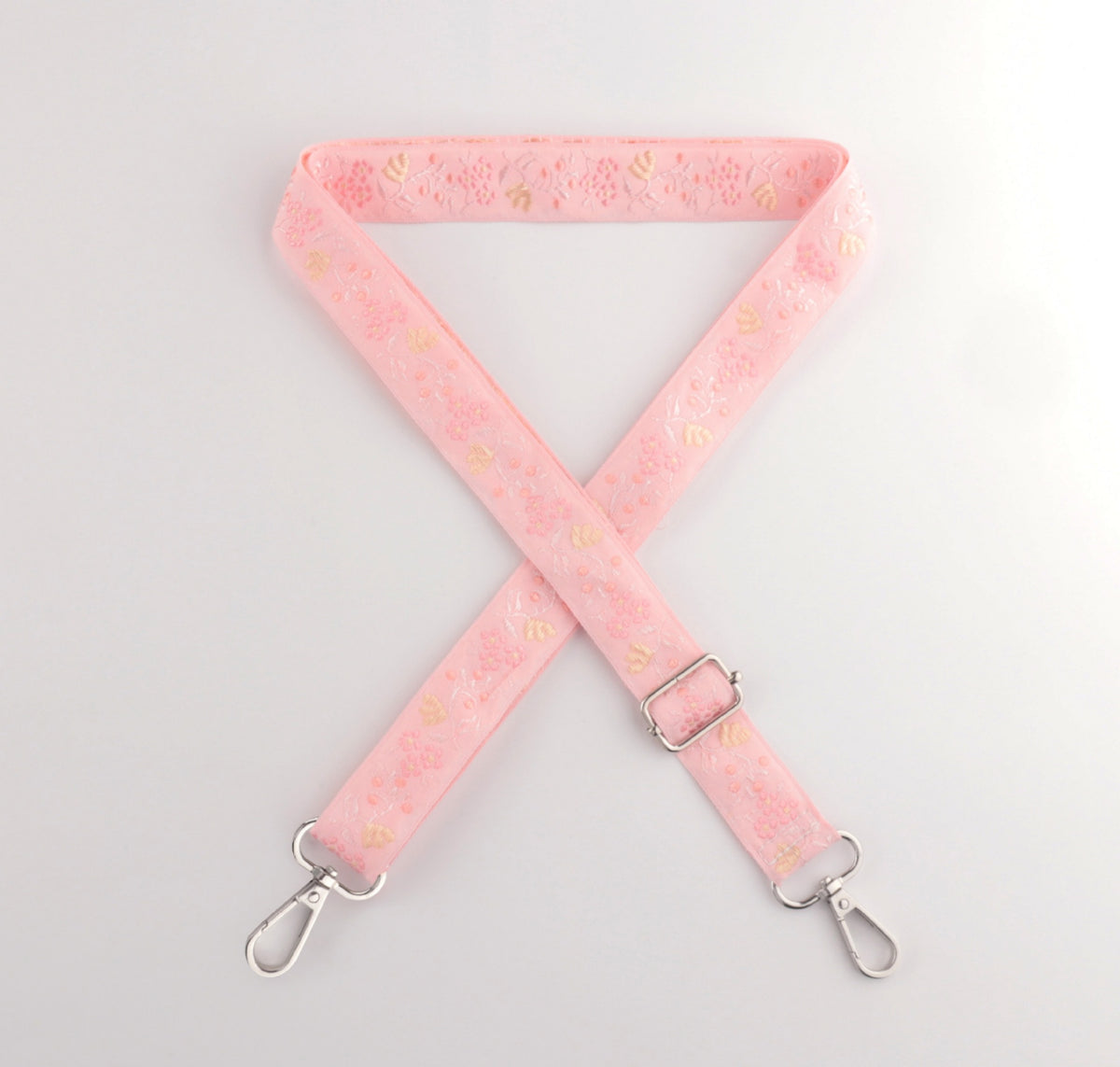 Floral Embroidered Adjustable Crossbody Bag Strap - Pink