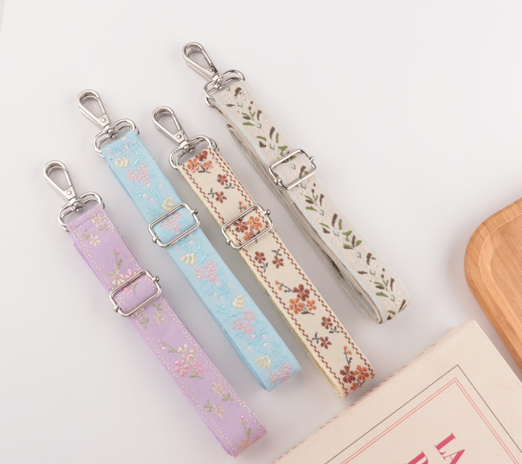 Floral Embroidered Adjustable Crossbody Bag Strap