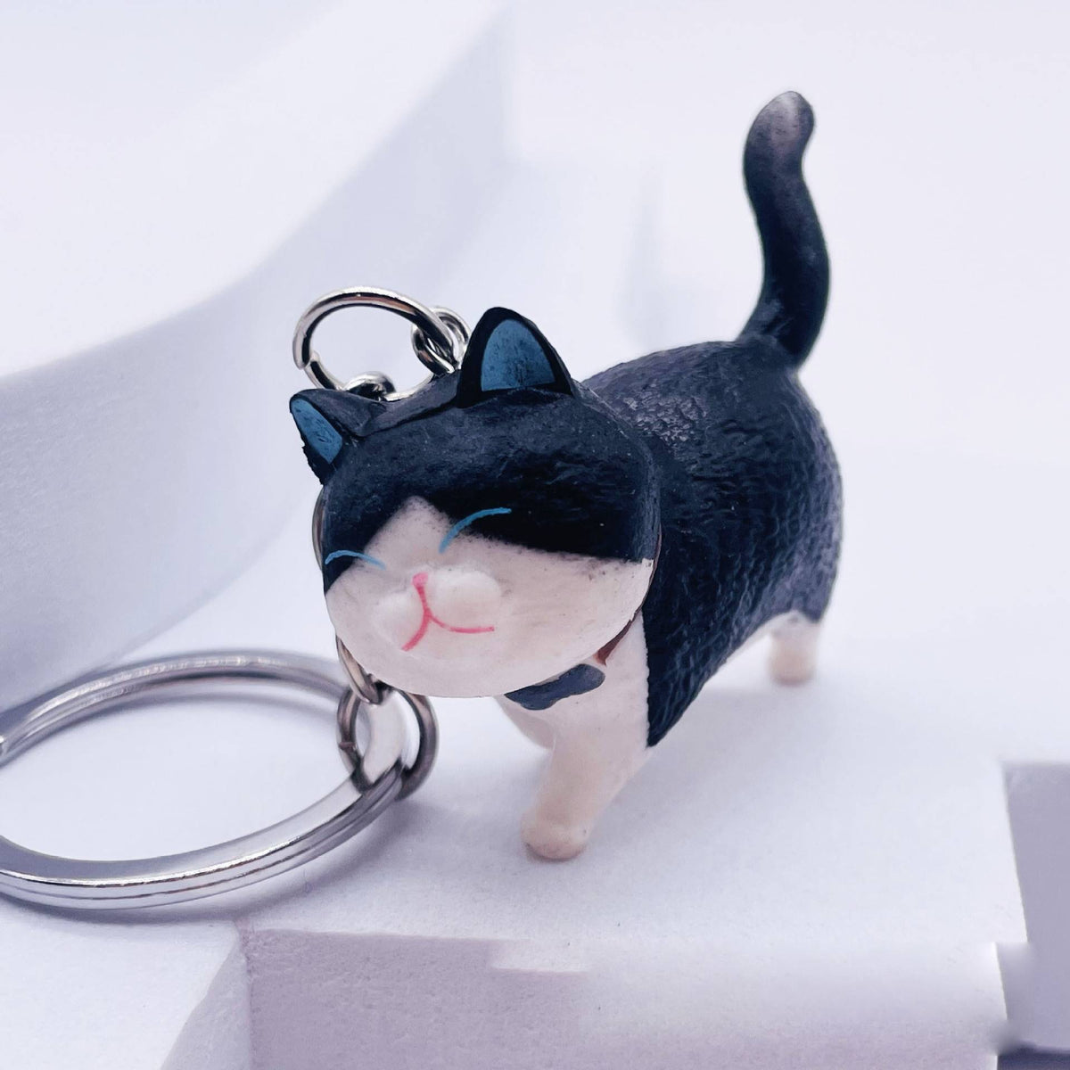 Cute Cat Figure Keychain Bag Charm - Black_W