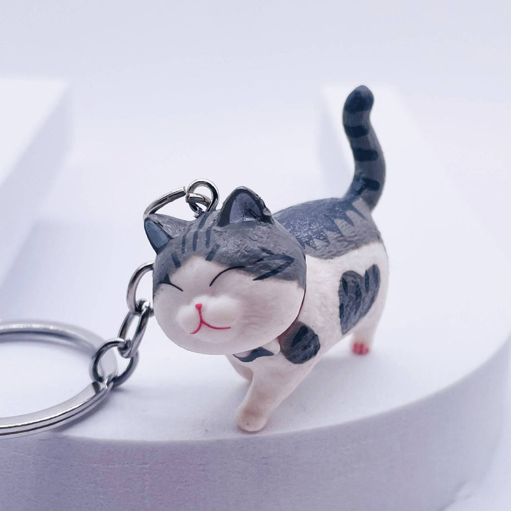 Cute Cat Figure Keychain Bag Charm - GreySpots