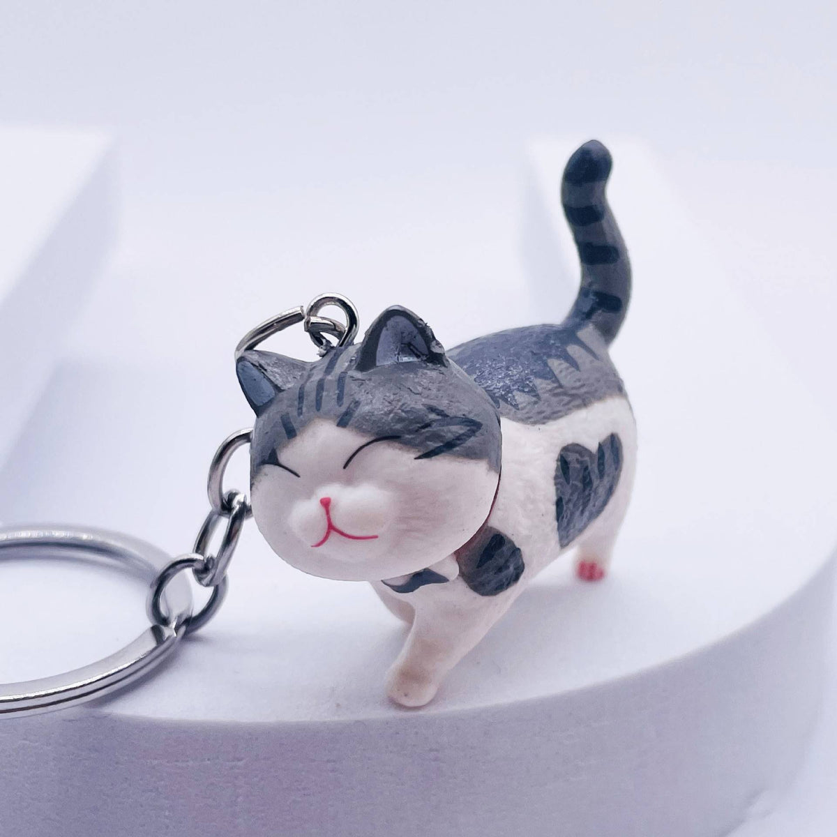 Cute Cat Figure Keychain Bag Charm - GreySpots