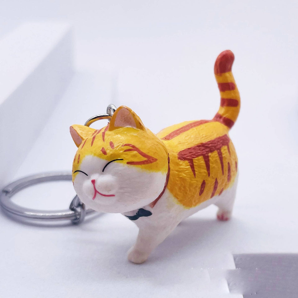 Cute Cat Figure Keychain Bag Charm - Yellow