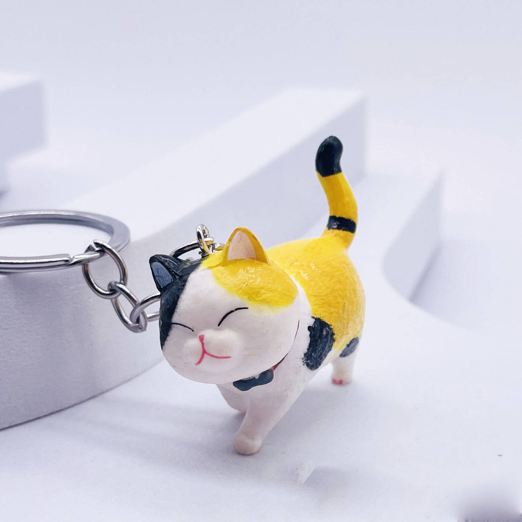 Cute Cat Figure Keychain Bag Charm - Yellow_W