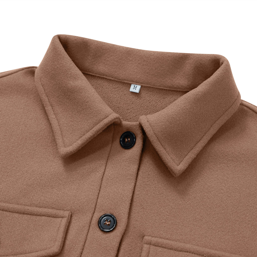 Belted Longline Collared Wool Blend Coat - Khaki - 2