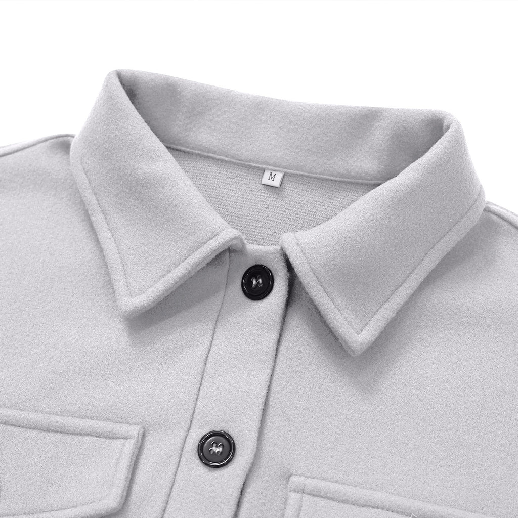 Belted Longline Collared Wool Blend Coat - Light gray - 3