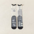 Abstract Graphic Sheer Mesh Crew Socks - Black