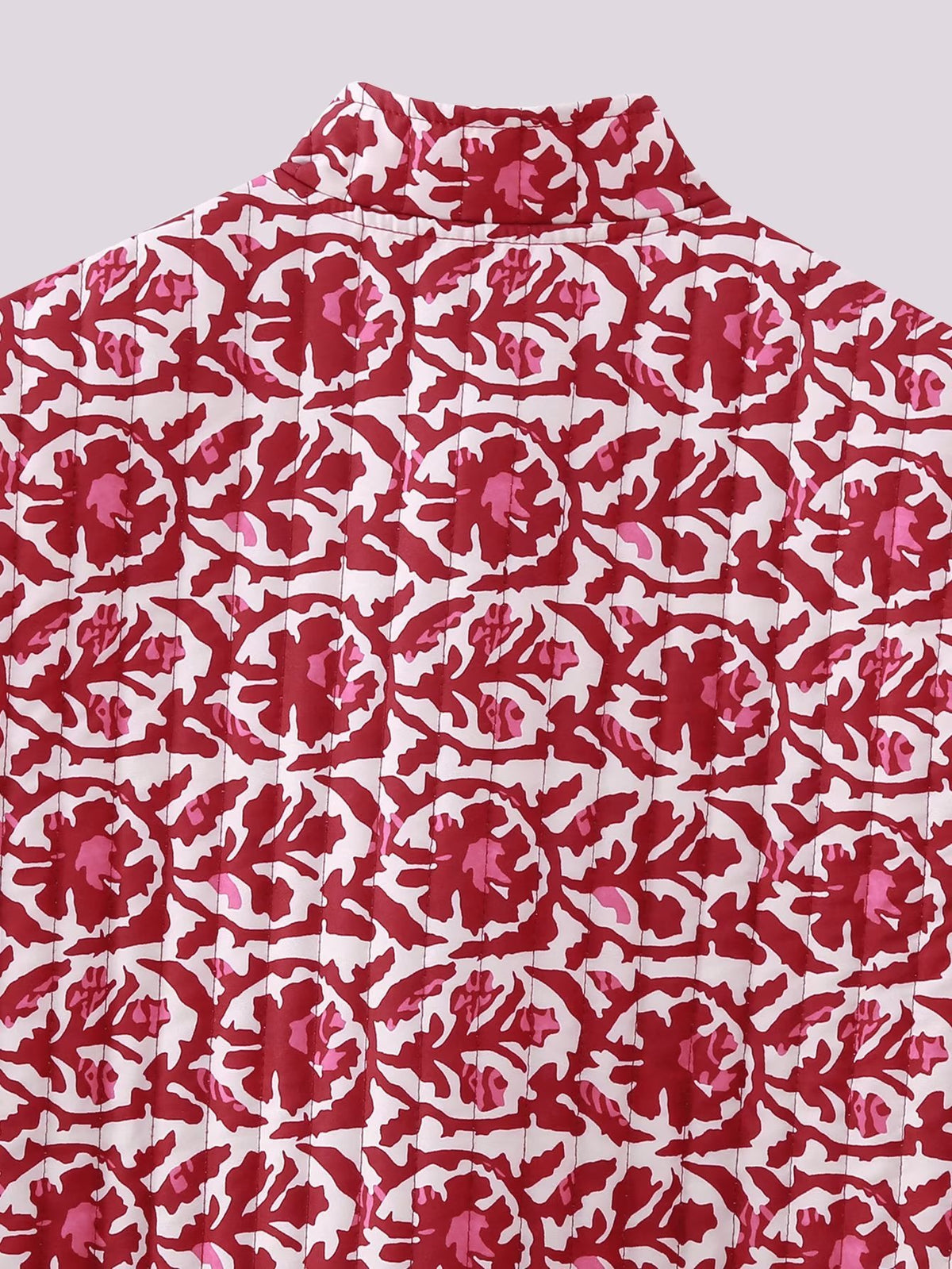 Reversible Block Print Quilted Vest - Red - 12