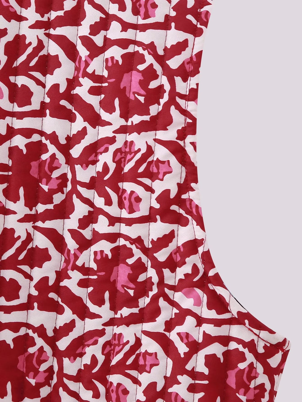 Reversible Block Print Quilted Vest - Red - 14