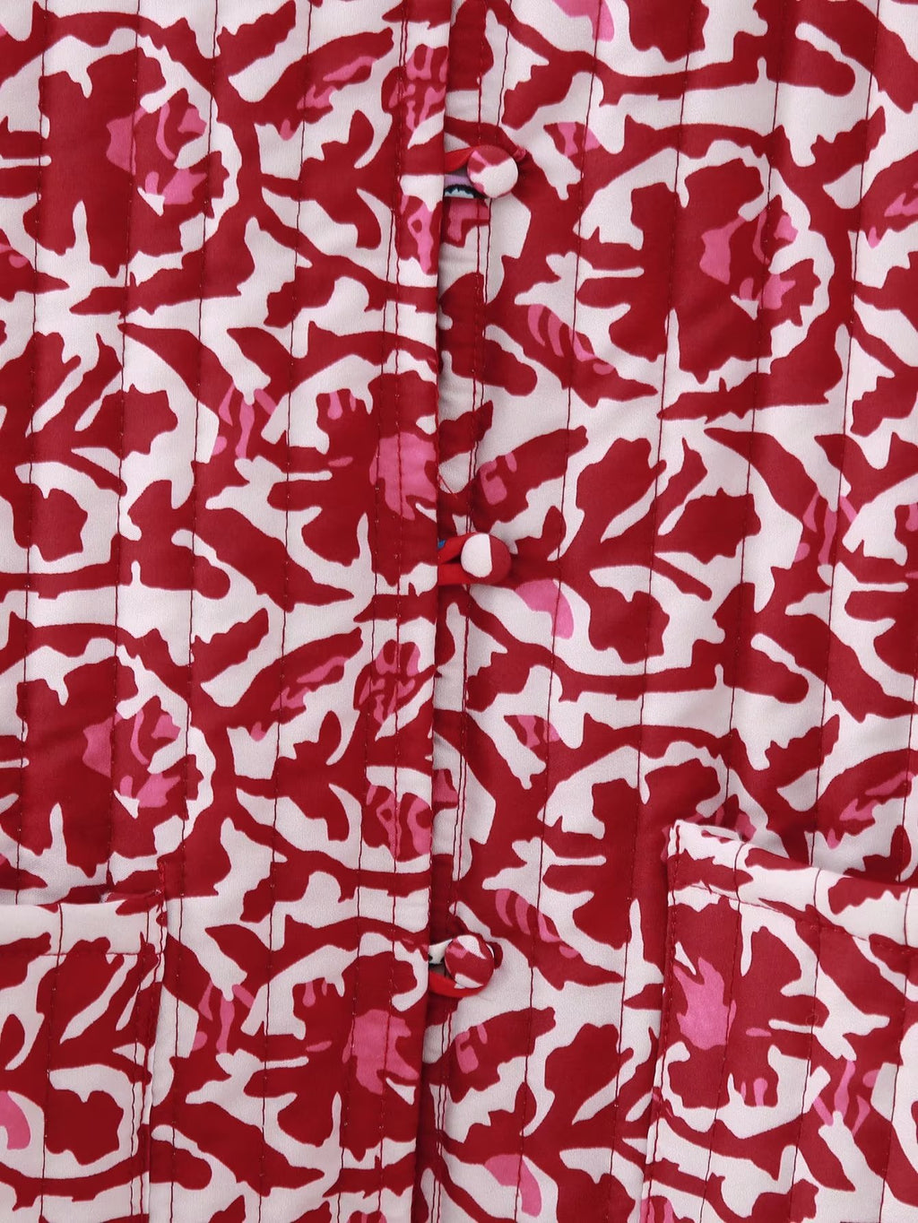 Reversible Block Print Quilted Vest - Red - 7