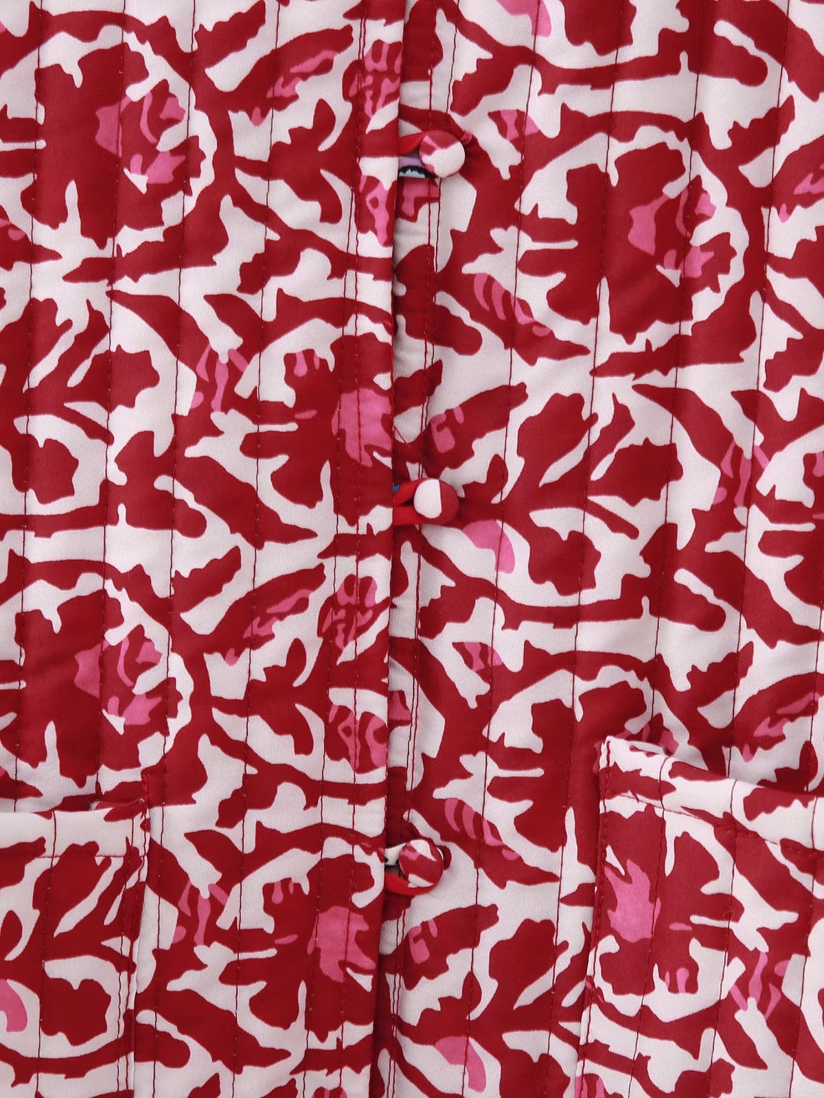Reversible Block Print Quilted Vest - Red - 7